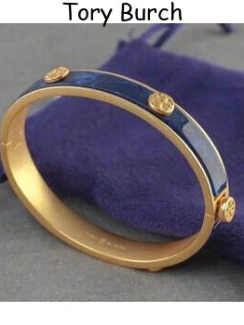 NEW Tory Burch Miller Semiprecious Miller Hinge Bangle Bracelet in Lapis